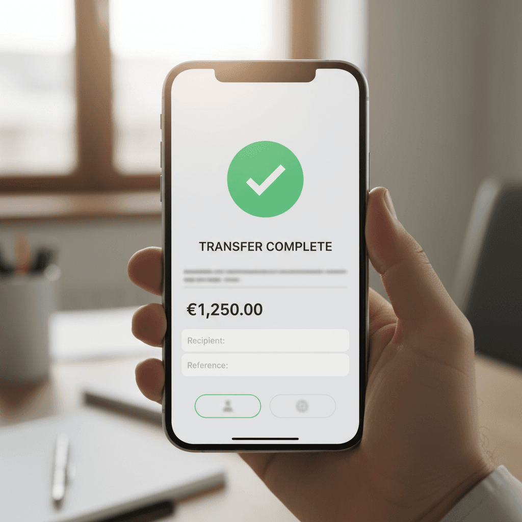 Successful withdrawal confirmation screen