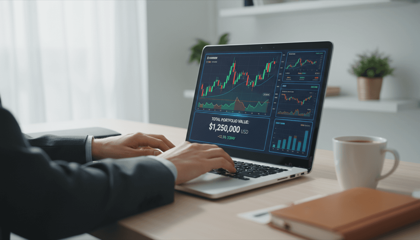 Close-up of cryptocurrency staking dashboard showing performance metrics and compound interest tracking