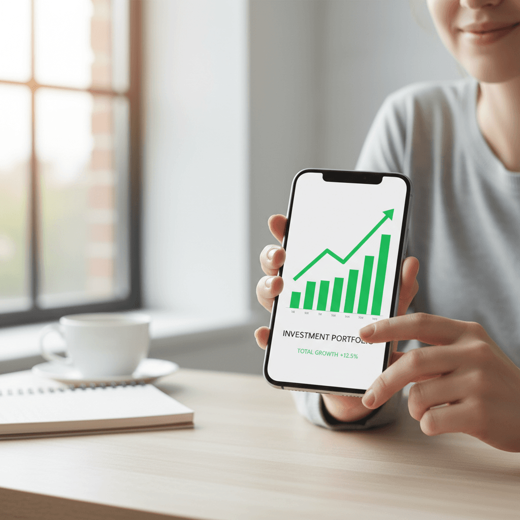 Close-up of smartphone displaying staking account with $500 minimum amount